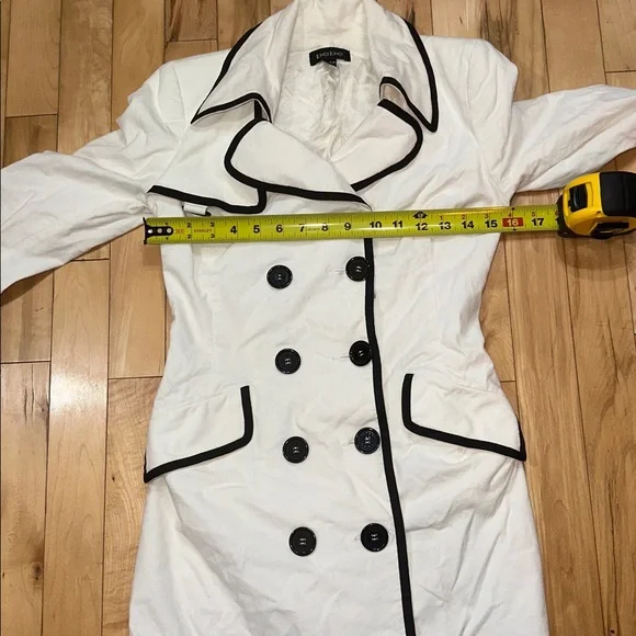 bebe White Trench Coat with Black Accents - Picture 8 of 9